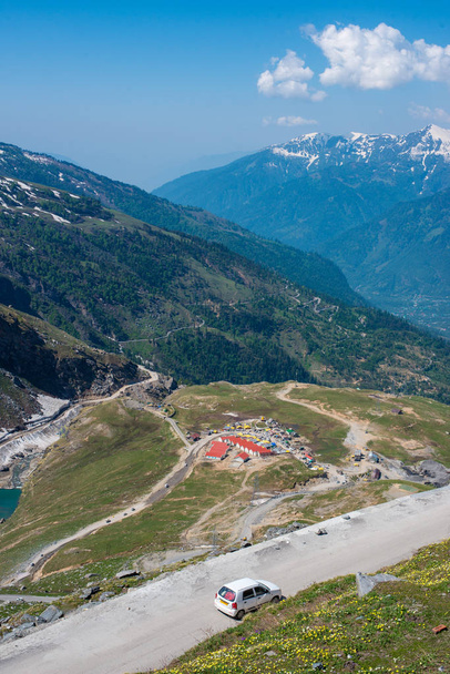 Vehical on the road to Rohtang pass in June - Photo, Image