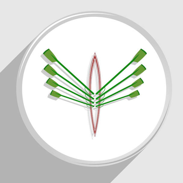 Zöld és vörös evezős embléma vektoros kép - Vektor, kép