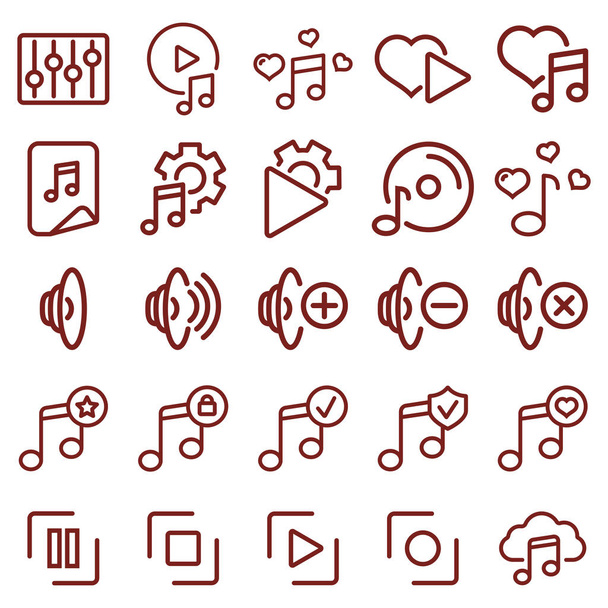music player and audio - minimal thin line web icon set. simple  - Vector, Image