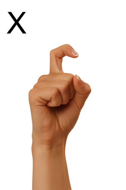 Dumb alphabet depicts a hand on a white background - Foto, Imagem