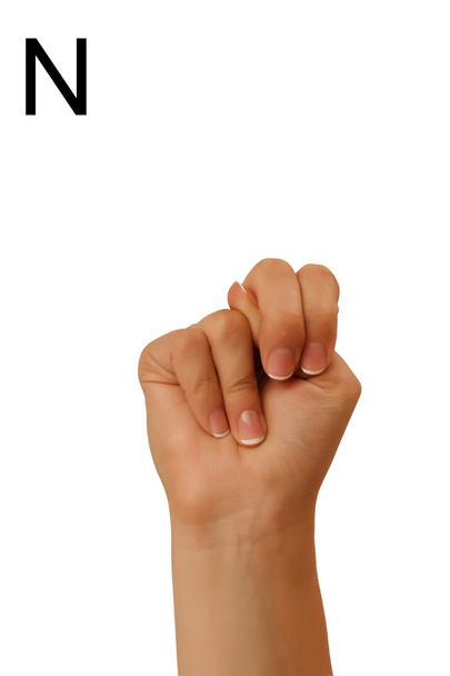 Dumb alphabet depicts a hand on a white background - Φωτογραφία, εικόνα