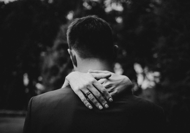 hugs couples hands neck men date love story - Фото, изображение