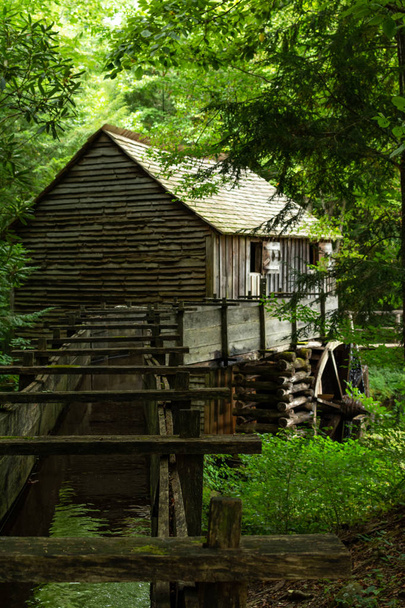 Water wheel and old mill in the woods.  Cades Cove, Smoky Mounta - Photo, Image