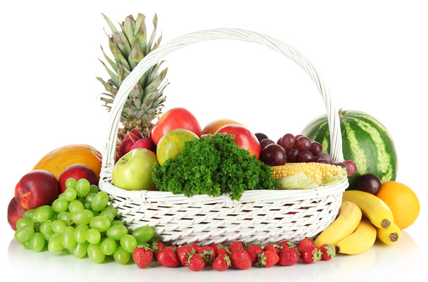 różnych owoców i warzyw na białym tle - Zdjęcie, obraz