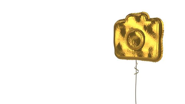 Goldballon Symbol der Kamera auf weißem Hintergrund - Foto, Bild
