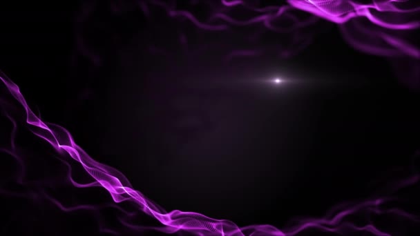 Abstrakcyjne cząsteczki fioletowe tworzą przeplataną teksturę. Welon rozpuszcza się i bezpieczniki. 4K. - Materiał filmowy, wideo
