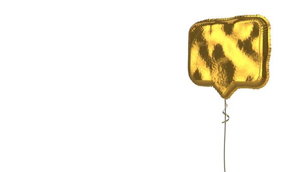 balão de ouro símbolo de bolha de bate-papo retangular no fundo branco
 - Foto, Imagem