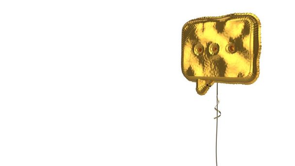 zlatý balón symbol zaoblené chatové bubliny na bílém pozadí - Fotografie, Obrázek