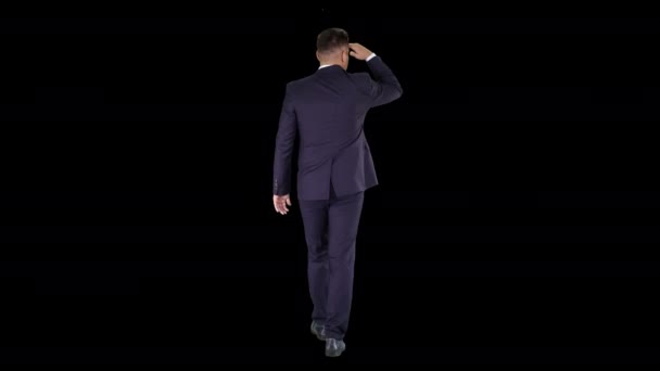 Hombre de negocios caminando y mirando lejos, Alpha Channel - Imágenes, Vídeo