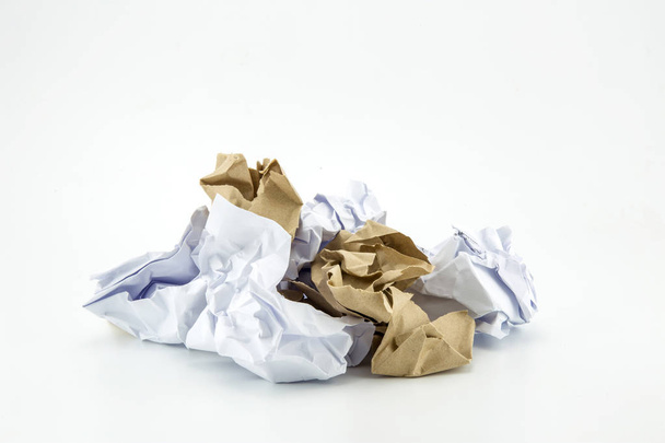pile of crumpled paper isolated on white background. - Photo, Image