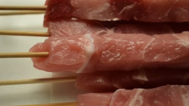 Uncooked Arrosticini of sheep meat - Footage, Video