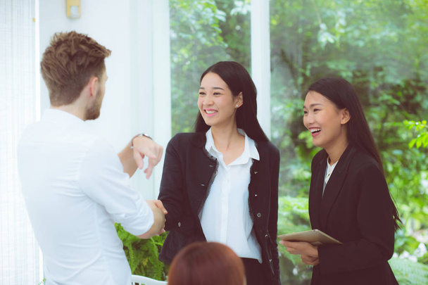 business people colleagues handshake with success during meeting - Fotó, kép
