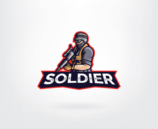 Diseño del logotipo del personaje de la mascota soldado
 - Vector, Imagen
