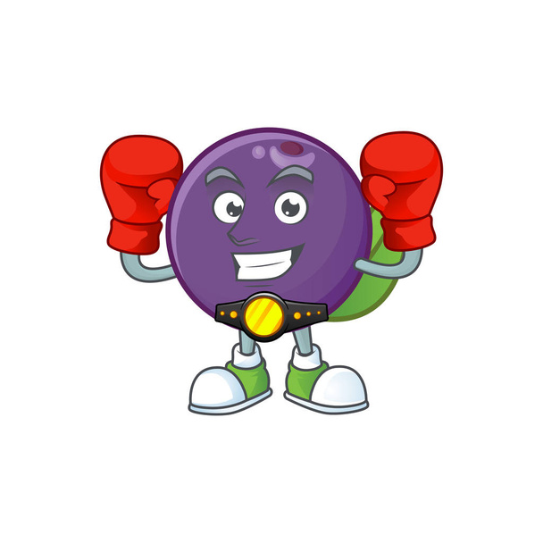 Boxing acai berries cartoon on white background - Vector, Image
