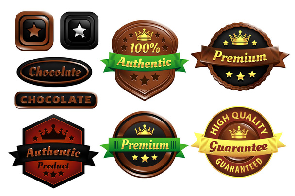 Chocolate Premium Authentic Badges - Vector, Image