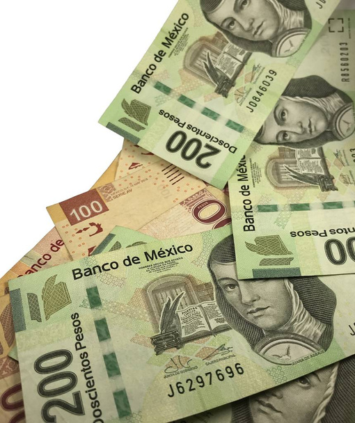 Peso mexicano contas isoladas em fundo branco
 - Foto, Imagem