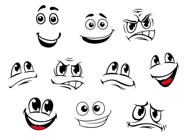 Cartoon faces set - Vector, Image