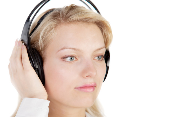Young blonde with headphones - Foto, Imagem