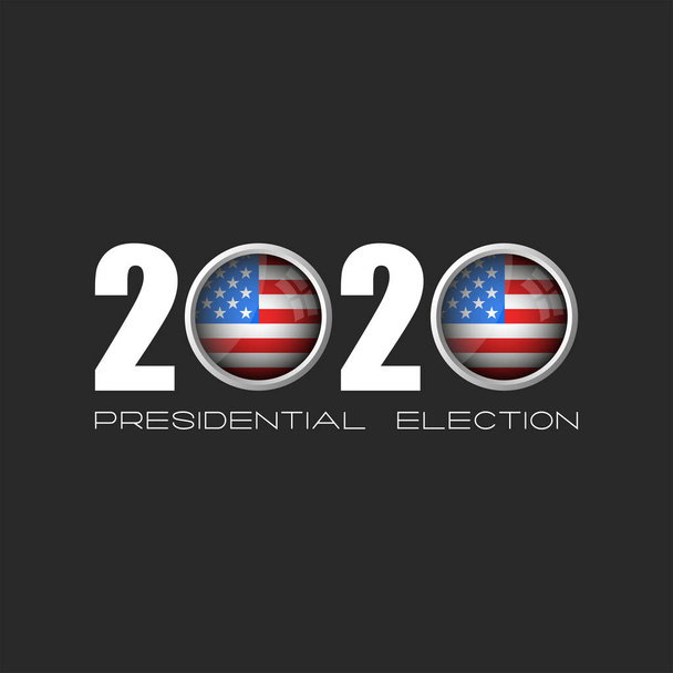 Elezioni presidenziali USA numero 2020 con zeri sotto forma di icone rotonde della bandiera americana, un modello per l'adesivo politico della campagna elettorale americana dell'elettorato su un da
 - Vettoriali, immagini