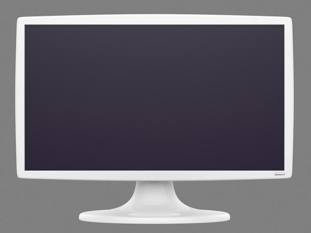 Анотація монітора білого телебачення ізольовано на сірому фоні
. - Фото, зображення