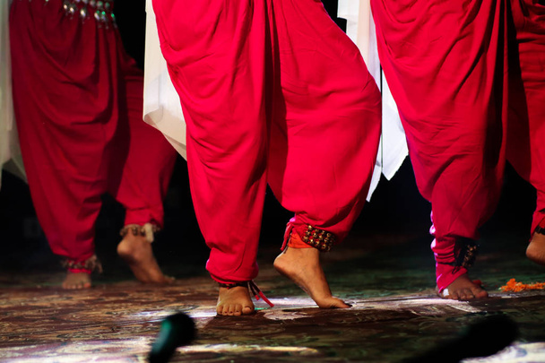 indian classical dance form in feet with musical anklet with selective focus and blur - Photo, Image
