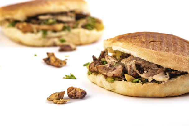 zwei Shawarma-Sandwich, Dönerspieß, Gyros auf weißem Hintergrund - Foto, Bild