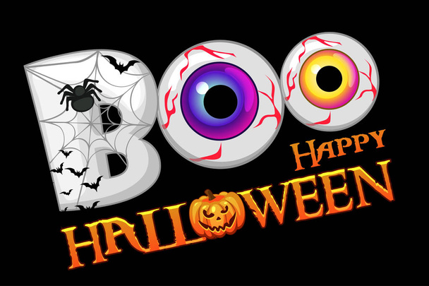 ¡Boo! Vector fondo de banner de Halloween con ojos. Feliz cartel de Halloween, concepto de diseño de tarjetas
. - Vector, imagen