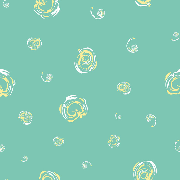 Vector seamless pattern with silver and gold swirling circles in contemporary painterly brushstroke style on teal background. Great for Christmas, weddings, party, giftwrap, stationery, packaging - Vecteur, image