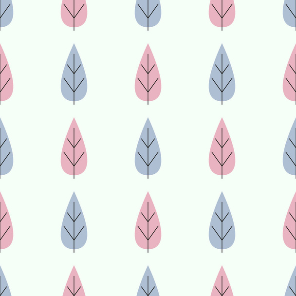 ein nahtloses Muster mit Blättern oder pastellfarbenen Winterbäumen - Vektor, Bild