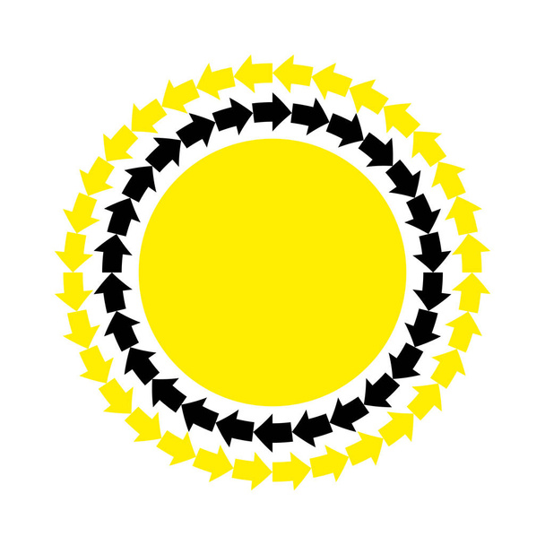 Vector abstract black yellow arrows round frame. - Vector, Image