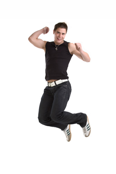 Mies hyppää
 - Valokuva, kuva
