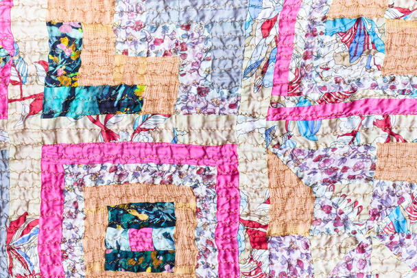 surface of patchwork scarf stitched from strips - Photo, Image