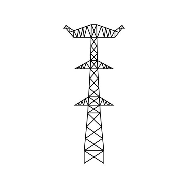 High voltage electric pylon. Power line symbol. Electric power line tower icon. - Vector, Image