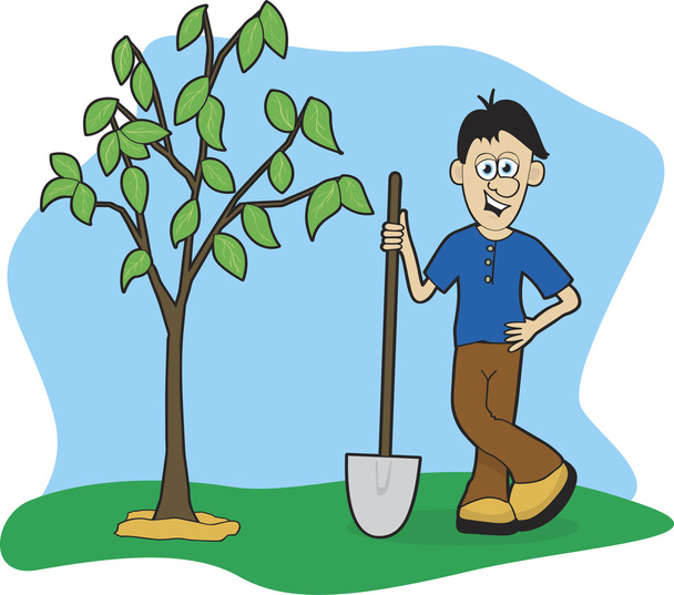 Planting A Tree - Vector, Image