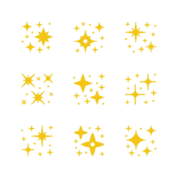 Встановити жовті піктограми блискучих і мерехтливих
 - Вектор, зображення