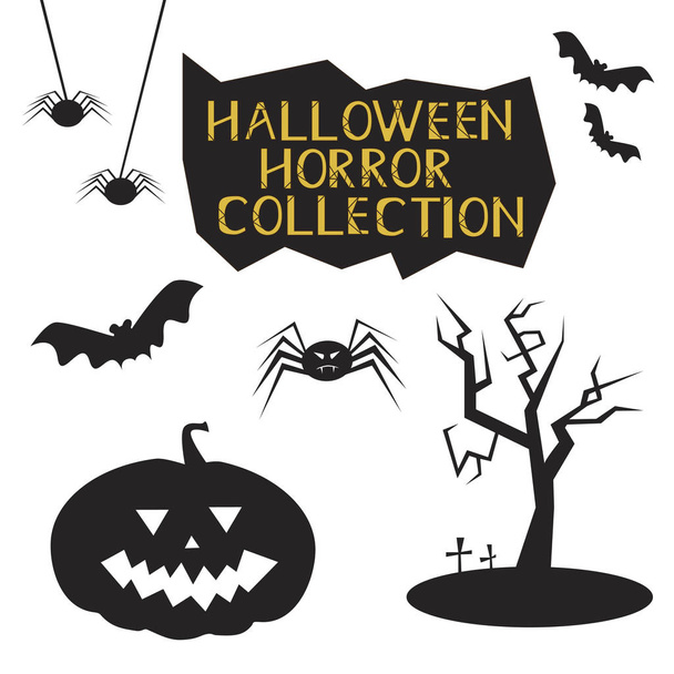 Halloweenská hororové sbírky s černou siluet - Vektor, obrázek