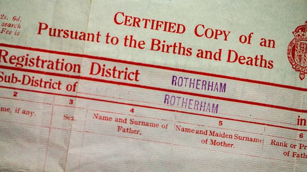 Egyesült Királyságban születési anyakönyvi kivonat - Fotó, kép