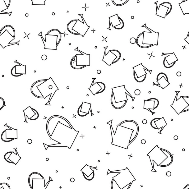 Black line Watering can icon isolated seamless pattern on white background. Irrigation symbol. Vector Illustration - Vector, Image