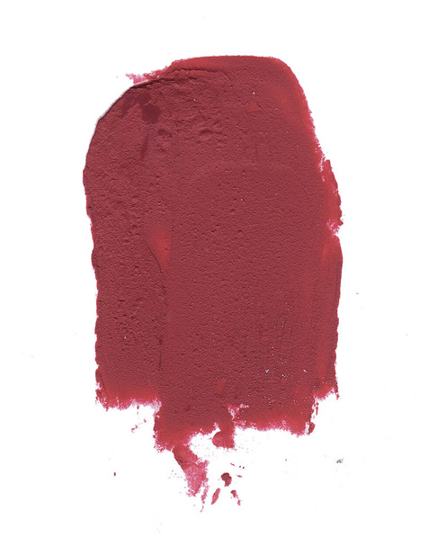 Red matte lipstick smear isolated on white background. - Φωτογραφία, εικόνα