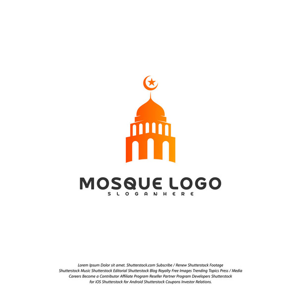 Wektor projektowania islamskiego logo. Szablon logo meczetu. Muzułmanie uczą się szablonów logo - Wektor, obraz