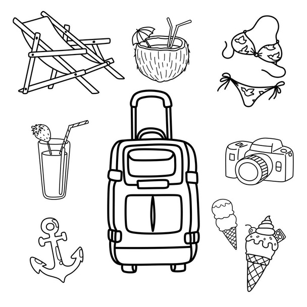 Travel and vacation doodle set  - Vector, Image
