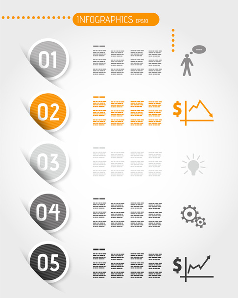 orange infographic with rings and business icons - Vector, Image