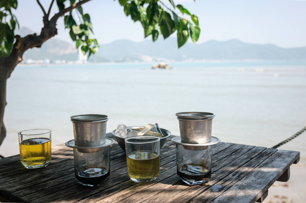 Βιετναμέζικος παραδοσιακός καφές με φίλτρο στάγδην, Φιν. - Φωτογραφία, εικόνα