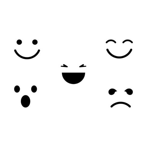 negro sonrisa icono sobre fondo blanco, colección de emociones, vector de ilustración
 - Vector, Imagen