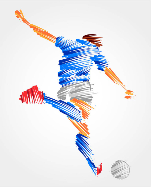 Jugador de fútbol listo para patear la pelota
 - Vector, Imagen