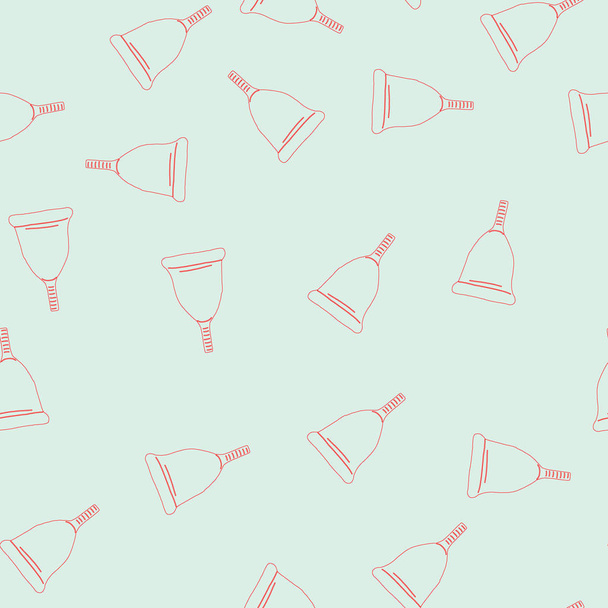 Menstrual cup outline style icons seamless pattern. - Διάνυσμα, εικόνα