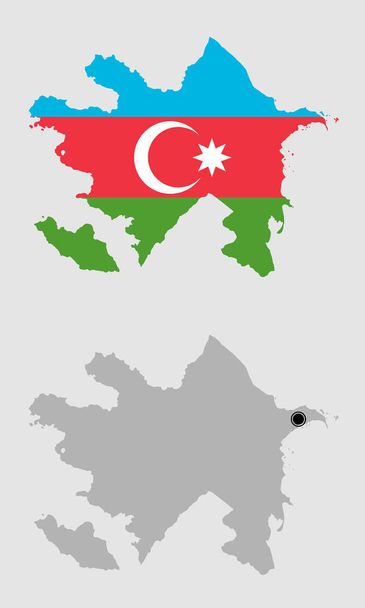 Azerbajdzsán körvonala szürke és zászló színekben - Vektor, kép