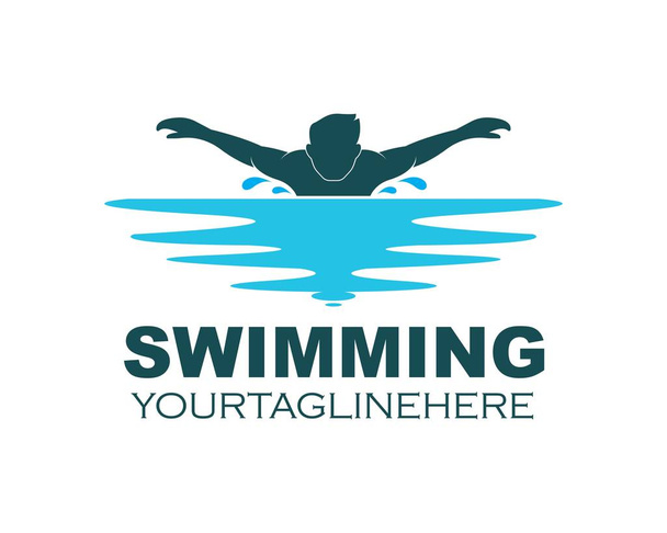 swimming icon logo vector illustration design - Vector, Image