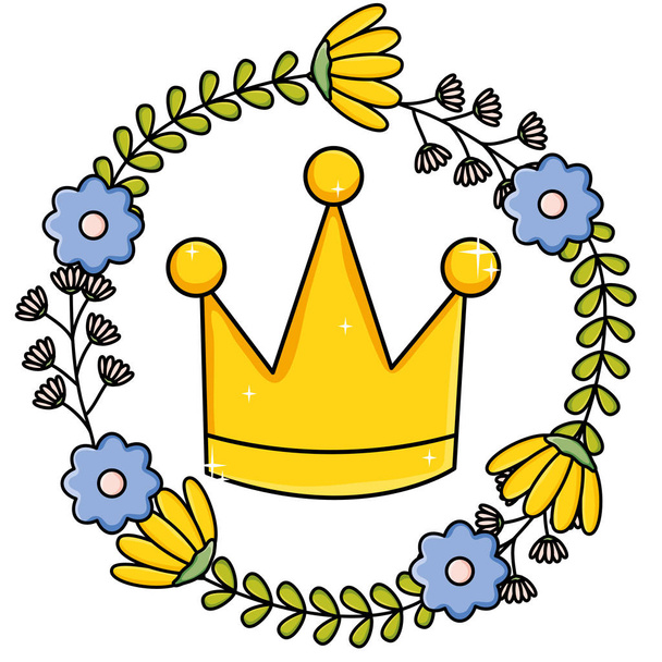 kroon koningin met bloemen krans pop kunst stijl - Vector, afbeelding