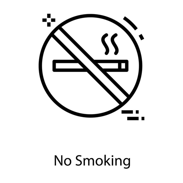 Design de linha de nenhum ícone de fumar
. - Vetor, Imagem